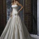 Ball Scoop Neckline Strapless Lace-up Taffeta Wedding Dress Bridal Gown