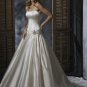 Ball Scoop Neckline Strapless Lace-up Taffeta Wedding Dress Bridal Gown