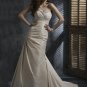 Sheath Scoop Neckline Beaded Strapless Taffeta Wedding Dress Bridal Gown