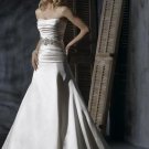 Scoop Neckline Beaded Satin Wedding Dress Bridal Gown