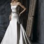 Scoop Neckline Beaded Satin Wedding Dress Bridal Gown