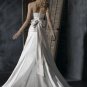 Scoop Neckline Beaded Satin Wedding Dress Bridal Gown