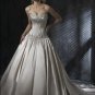Ball Scoop Neckline Strapless Appliqued Beaded Train Taffeta Wedding Dress Bridal Gown