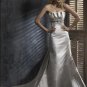 Straight Neckline Strapless Appliqued Beaded Train Taffeta Wedding Dress Bridal Gown