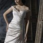 Off-shoulder V-neckline Appliqued Beaded Lace-up Taffeta Wedding Dress Bridal Gown