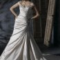 Off-shoulder V-neckline Appliqued Beaded Lace-up Taffeta Wedding Dress Bridal Gown