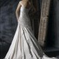 Off-shoulder V-neckline Appliqued Beaded Lace-up Taffeta Wedding Dress Bridal Gown