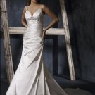 Mermaid Spaghetti Strap Deep V-neckline Appliqued Beaded Wedding Dress Bridal Gown