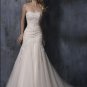 Sheath Scoop Neckline Strapless Appliqued Beaded Tuller Wedding Dress Bridal Gown