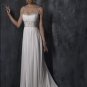 Sexy Backless Scoop Neckline Beaded Chiffon Wedding Dress Bridal Gown