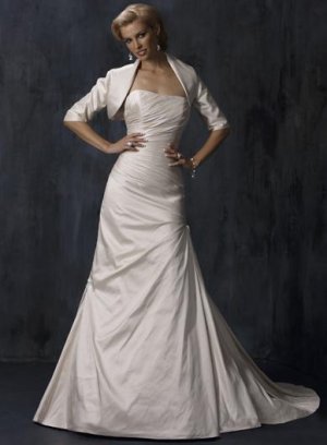 Sheath Lace-up Taffeta Jacket Wedding Dress Bridal Gown