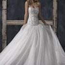 Ball Scoop Neckline Strapless Appliqued Beaded Organza Wedding Dress Bridal Gown