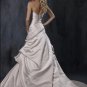 Straight Neckline Appliqued Beaded Taffeta Wedding Dress Bridal Gown