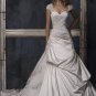 Sweetheart Cap Sleeve Appliqued Beaded Tuller and Taffeta Wedding Dress Bridal Gown