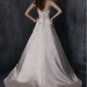 A-line Scoop Neckline Appliqued Beaded Taffeta Wedding Dress Bridal Gown