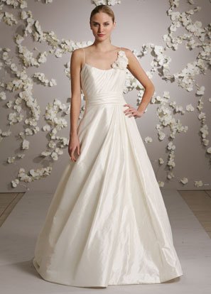 Sexy Spaghetti Strap Scoop Neckline Backless Taffeta Wedding Dress Bridal Gown