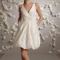 Mini V-neckline Taffeta Wedding Dress Bridal Gown