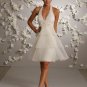 Tea-length Halter Backless Organza Wedding Dress Bridal Gown