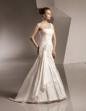 One-shoulder Taffeta Wedding Dress Bridal Gown