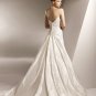 Spaghetti Strap Scoop Appliqued Beaded Taffeta Wedding Dress Bridal Gown