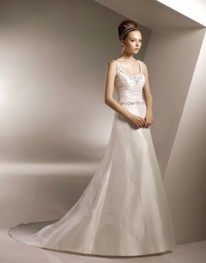 A-line Cap Sleeve Appliqued Beading Sweep Train Wedding Dress Bridal Gown