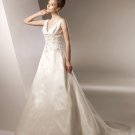 A-line V-neckline Appliqued Beading Taffeta Wedding Dress Bridal Gown
