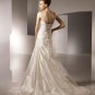 Straight Neckline Beading Detachable Strap Taffeta Wedding Dress Bridal Gown