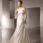 Straight Neckline Beading Detachable Strap Taffeta Wedding Dress Bridal Gown