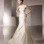 Mermaid Straight Neckline Appliqued Beading Lace-up Taffeta Wedding Dress Bridal Gown aq0025