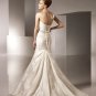 Mermaid Straight Neckline Appliqued Beading Lace-up Taffeta Wedding Dress Bridal Gown aq0025