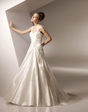 A-line Cap Sleeve Taffeta Wedding Dress Bridal Gown aq0027