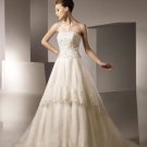 A-line Straight Neckline Appliqued Beading Tuller Wedding Dress Bridal Gown aq0028