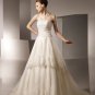 A-line Straight Neckline Appliqued Beading Tuller Wedding Dress Bridal Gown aq0028