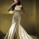 Mermaid Scoop Neckline Appliqued Beading Taffeta Wedding Dress Bridal Gown aq0030