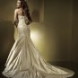 Mermaid Scoop Neckline Appliqued Beading Taffeta Wedding Dress Bridal Gown aq0030