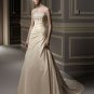 Scoop Neckline Strapless Appliqued Beading Taffeta Wedding Dress Bridal Gown aq0034