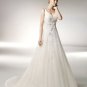 Cap Sleeve V-neckline Appliqued Beading Tuller Wedding Dress Bridal Gown aq0039