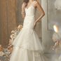Mermaid V-neckline Appliqued Tuller and Satin Wedding Dress Bridal Gown JH007