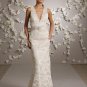 Sheath Deep V-neckline Lace Wedding Dress Bridal Gown JH008