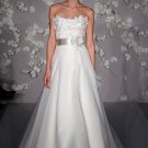 A-line Scoop Neckline Strapless Organza Wedding Dress Bridal Gown JH010