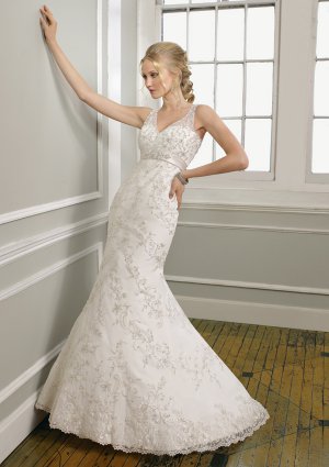 Sexy Mermaid Embroidery Cap Sleeve 2012 Wedding Dress