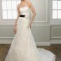 a-line Scoop Neckline Strapless Lace with Swep Train 2012 Wedding Dress