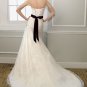 a-line Scoop Neckline Strapless Lace with Swep Train 2012 Wedding Dress