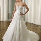A-line Beading Applique Organza Sweep Train 2012 Wedding Dress