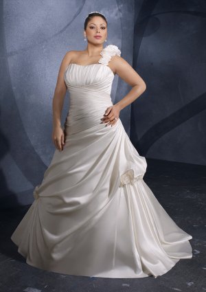A-line One-shoulder 2012 Plus Size Wedding Dress