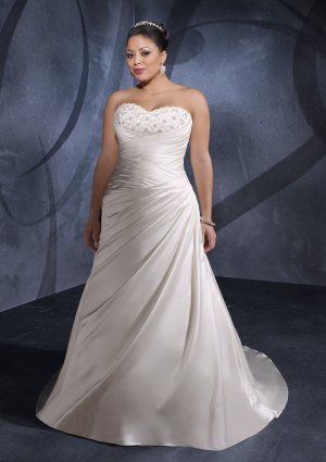 A-line Beading 2012 Plus Size Wedding Dress