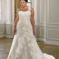 Removable One-shoulder Beading Appliques Chiffon Plus Size Wedding Dress 2012