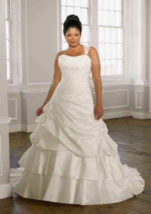 Removable Strap Lace-up Plus Size Wedding Dress 2012