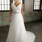 Cap sleeve Beading Chiffon Plus Size Wedding Dress 2012