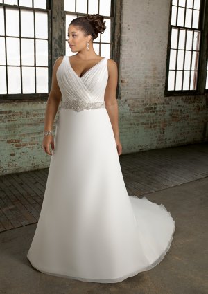 Cap sleeve Beading Chiffon Plus Size Wedding Dress 2012
